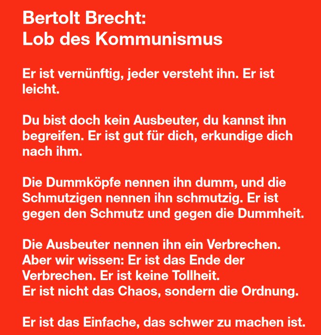 Bertholt Brecht: Lob des Kommunismus 